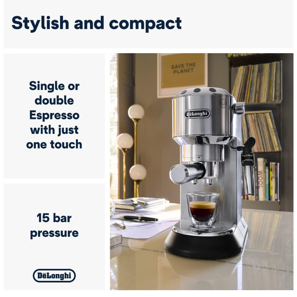 DeLonghi Dedica EC685 Espresso Machine.